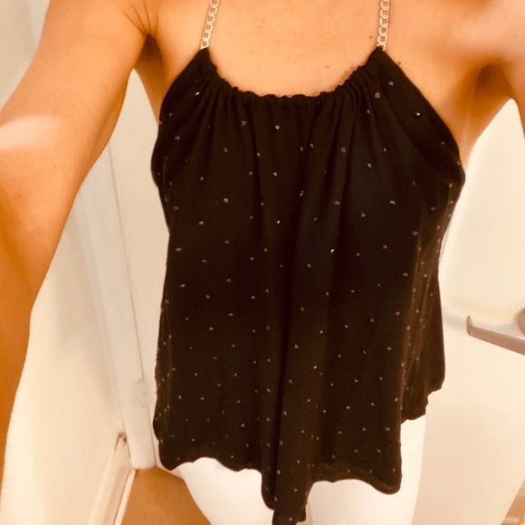 Black halter top, with silver chain strap - Picture 1 of 8